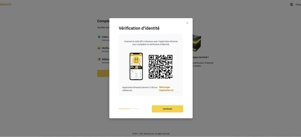 image de présentation vérification inscription de la plateforme binance