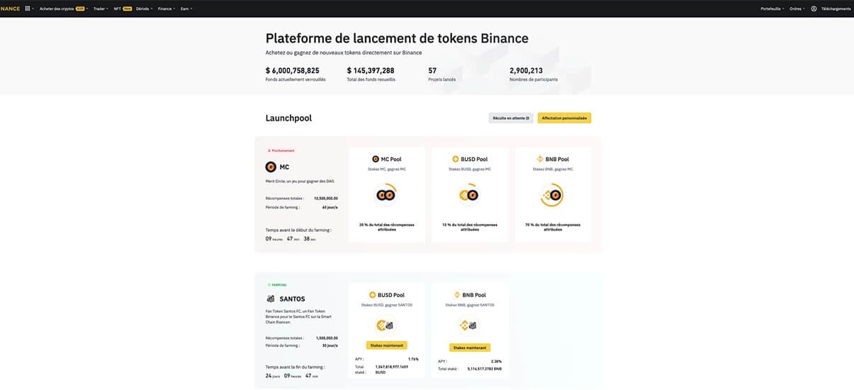 image de présentation binance launchpad de la plateforme binance