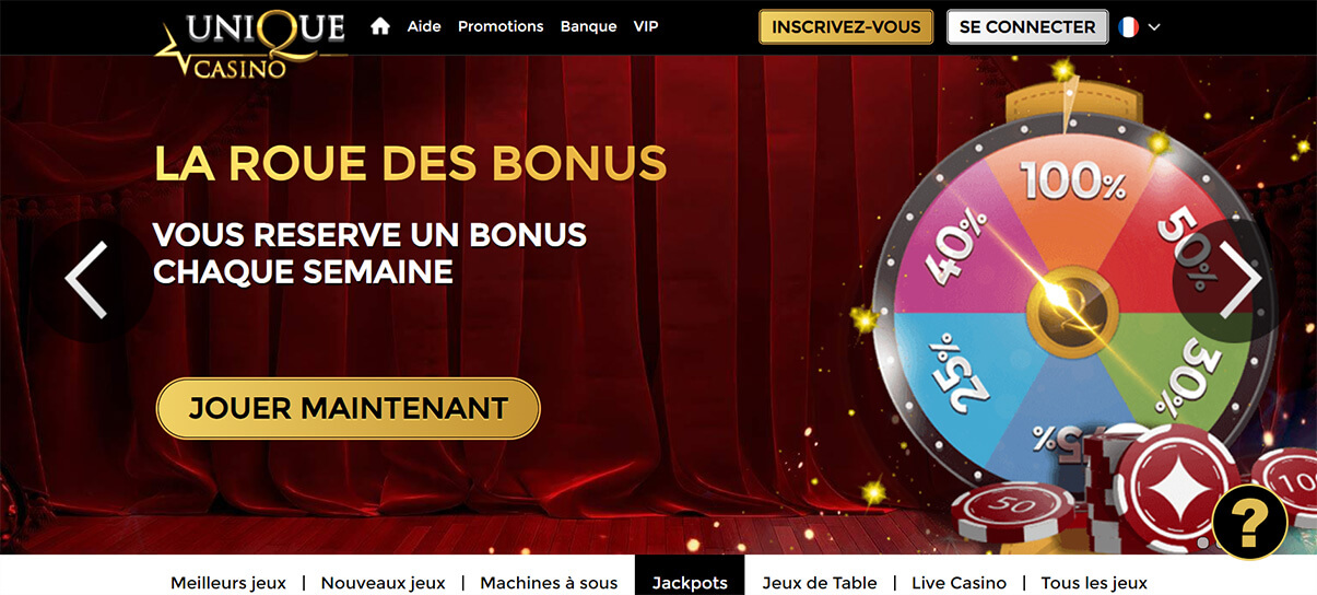 image de présentation programme roue bonus unique casino en France