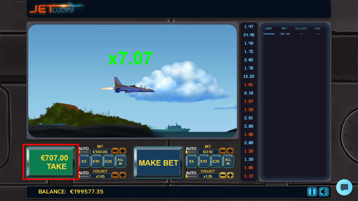 image de présentation cash out du mini jeux jet lucky