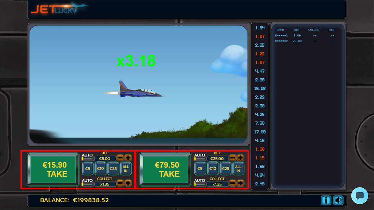image de présentation double mises du mini jeux jet lucky