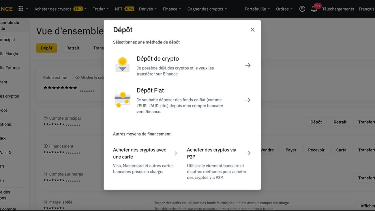 image de présentation deposer crypto binance