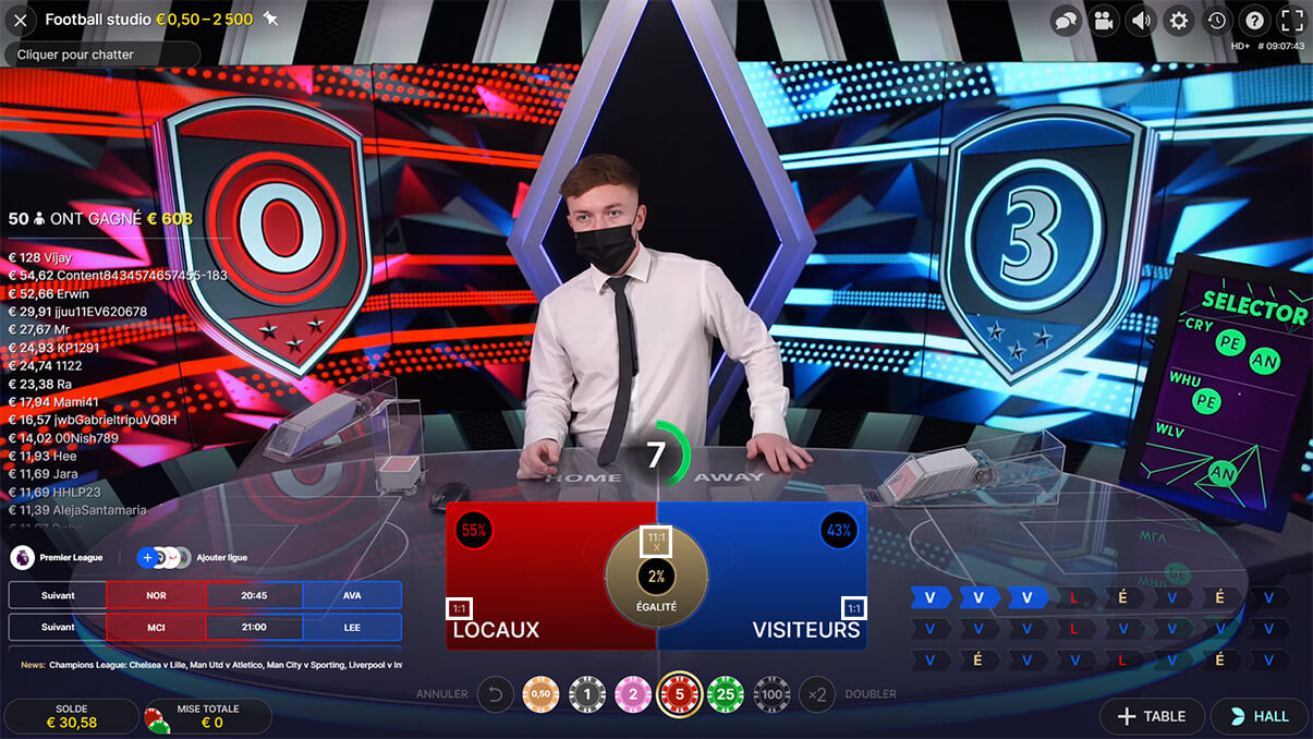image de présentation des cotes de football studio