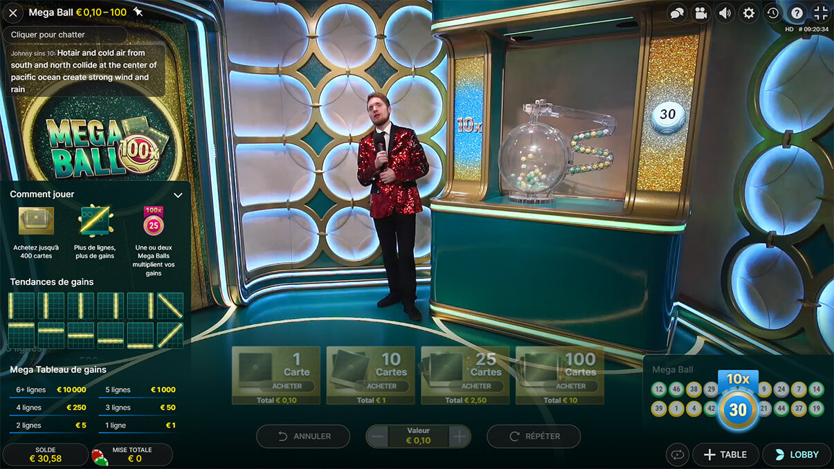 image de présentation jeu live Mega ball