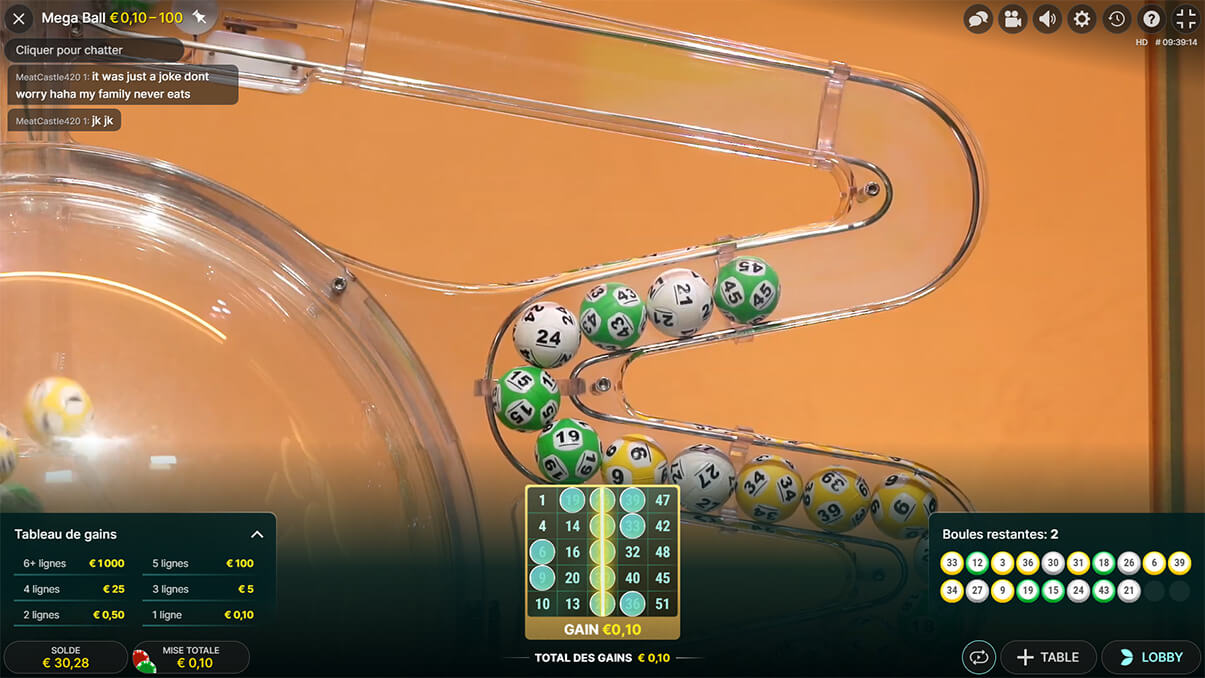 image de présentation tirage jeu live Mega ball