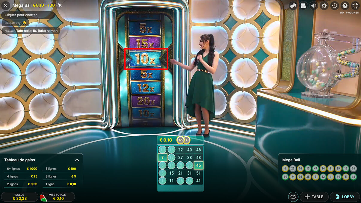 image de présentation multiplicateur jeu live Mega ball
