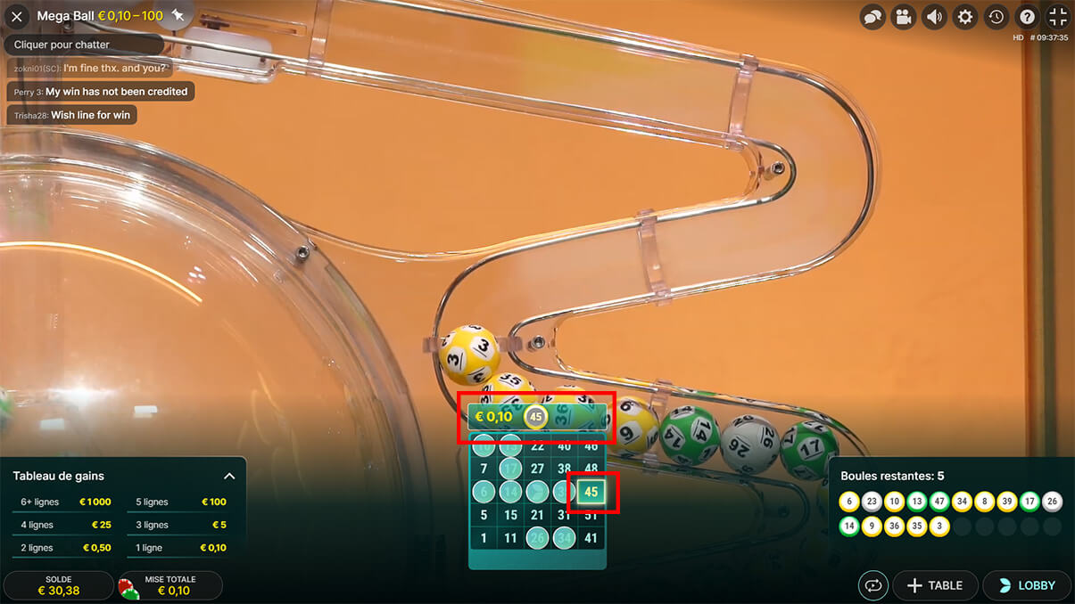image de présentation caractéristique du jeu live Mega ball