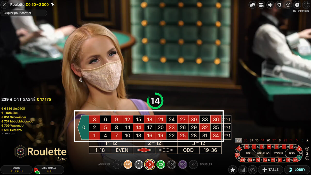image de présentation des numéros du jeu roulette live