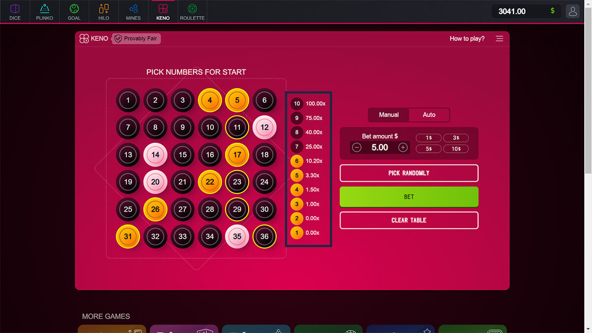 image de présentation multiplicateur du mini-jeu Keno