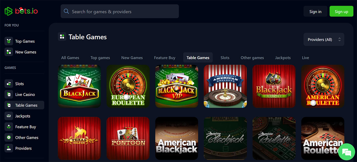 image de présentation jeux tables casino en ligne bets.io