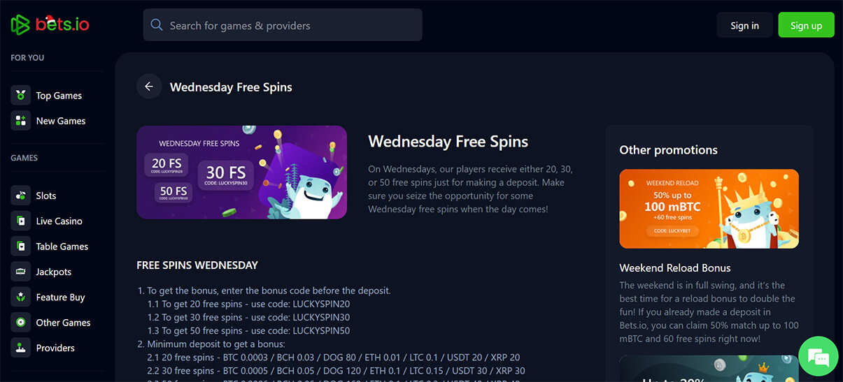 image de présentation bonus reguliers casino en ligne bets.io