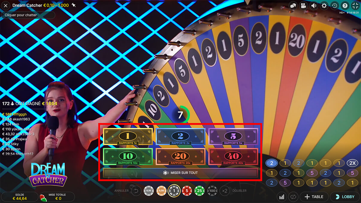 image de présentation mises jeu live dream catcher