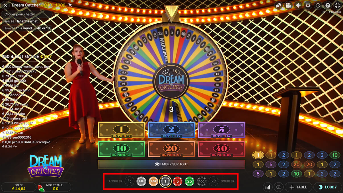image de présentation doubles mises jeu live dream catcher