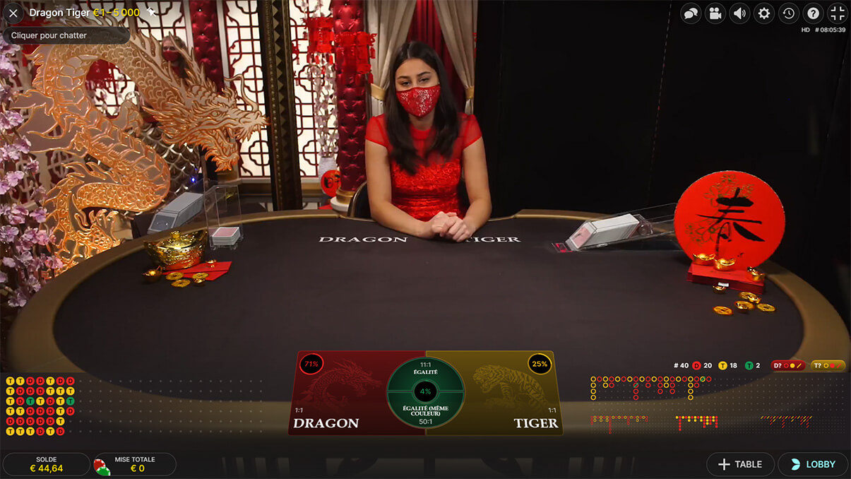 image de présentation du jeu live Dragon Tiger
