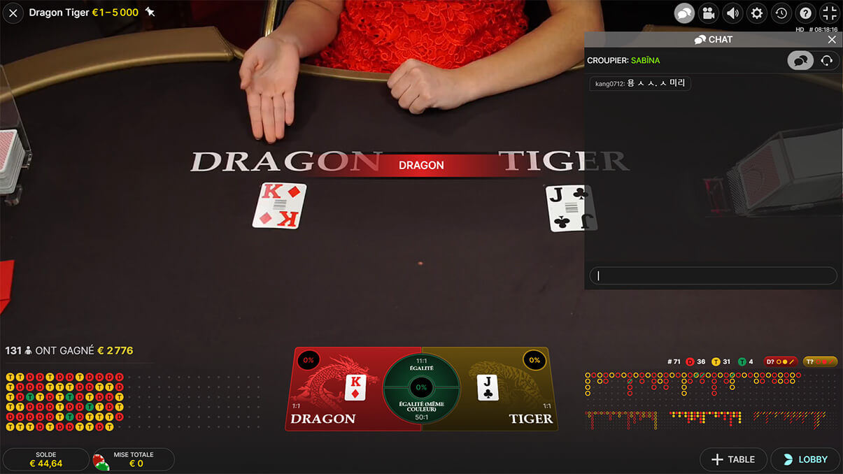 image de présentation chat en direct du jeu live Dragon Tiger