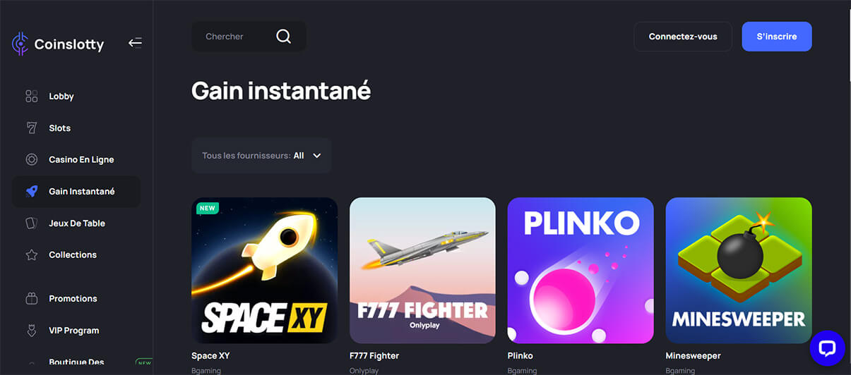 image de présentation mini-jeux du casino en ligne Coinslotty