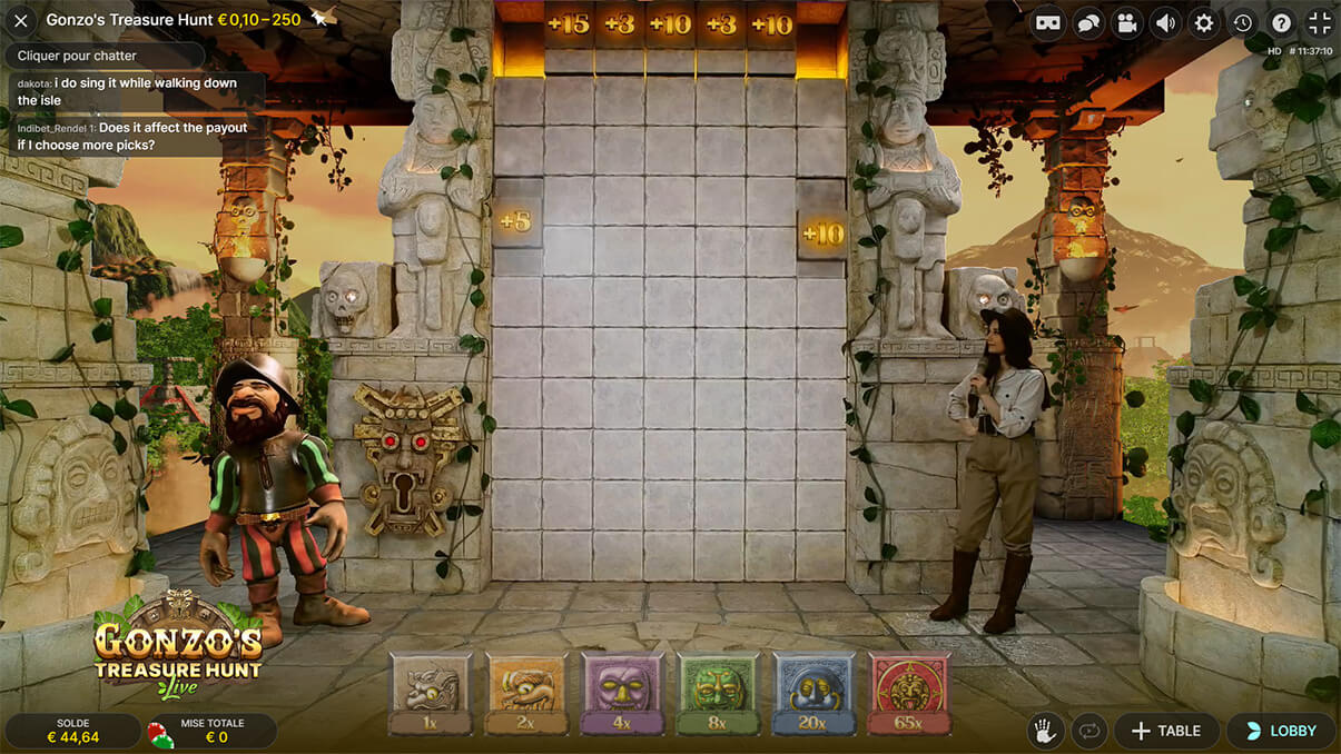 image de présentation décor de jeu live Gonzo Treasure Hunt