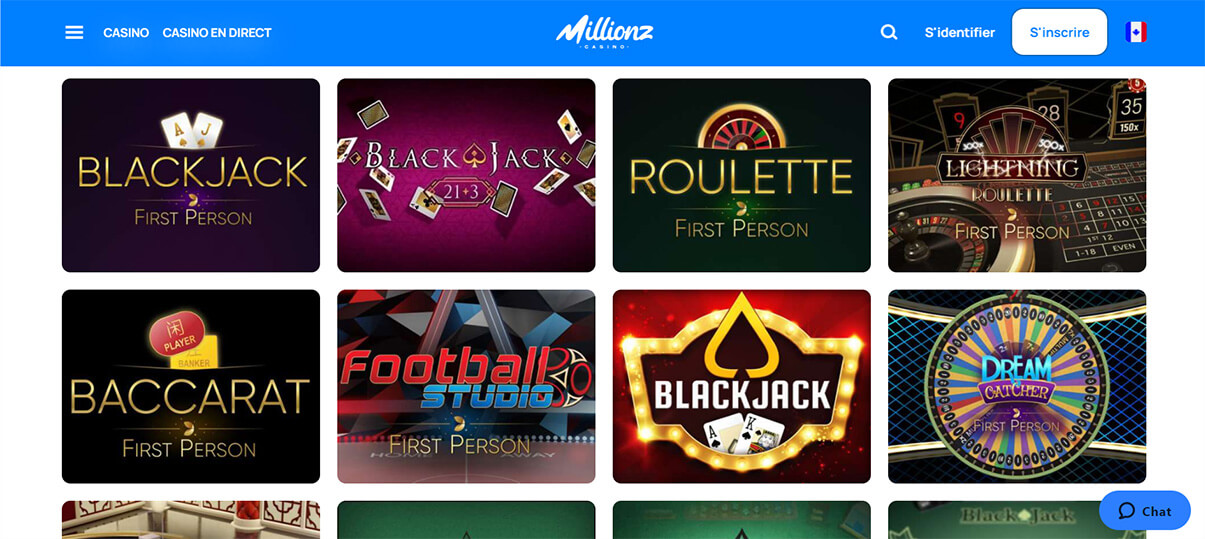 image de présentation jeux de table du casino Millionz