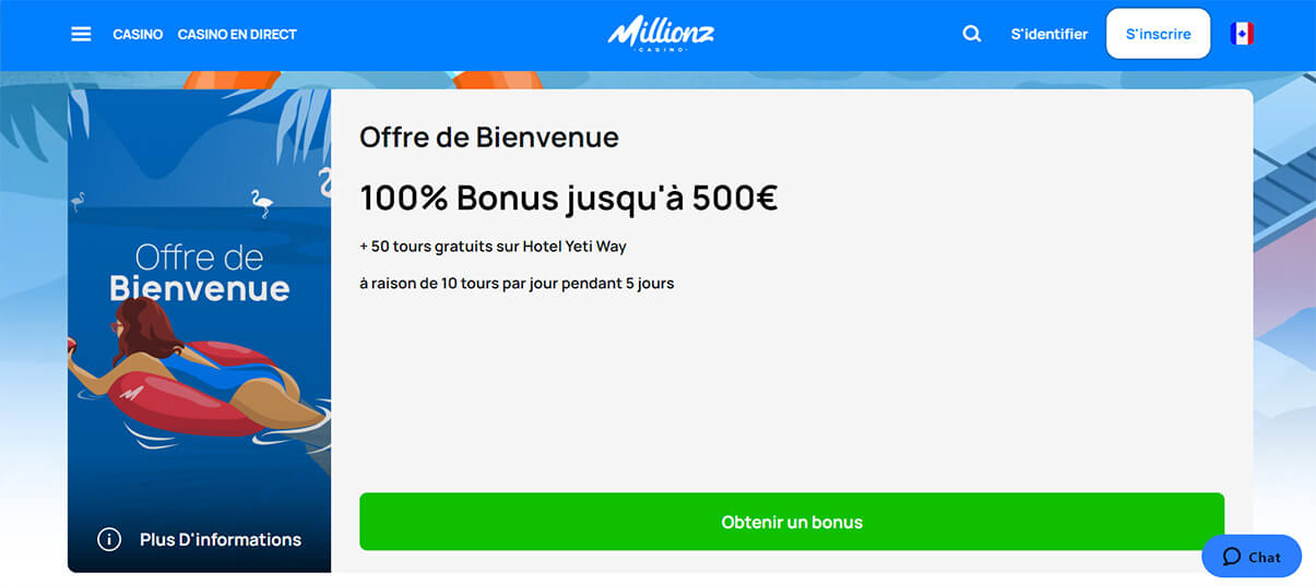 image de présentation bonus bienvenue du casino Millionz