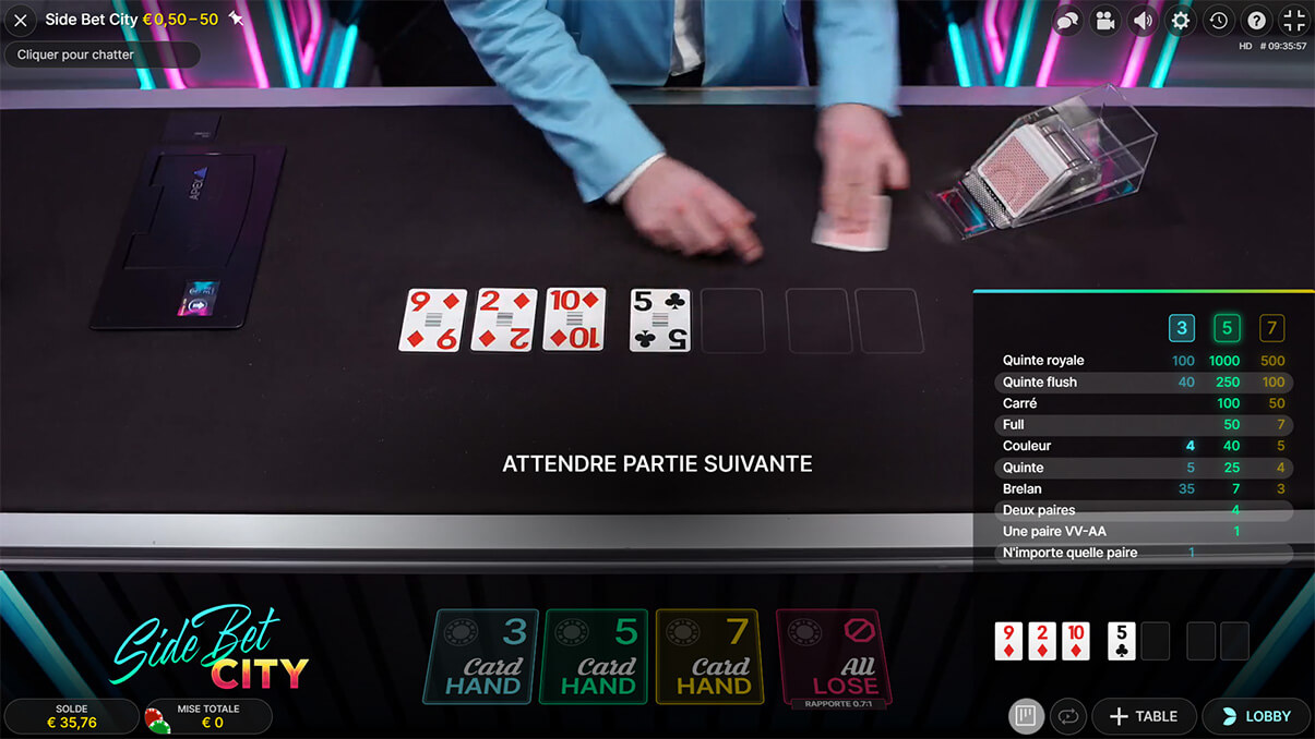image de présentation comment jouer du jeu live Side Bet Casino