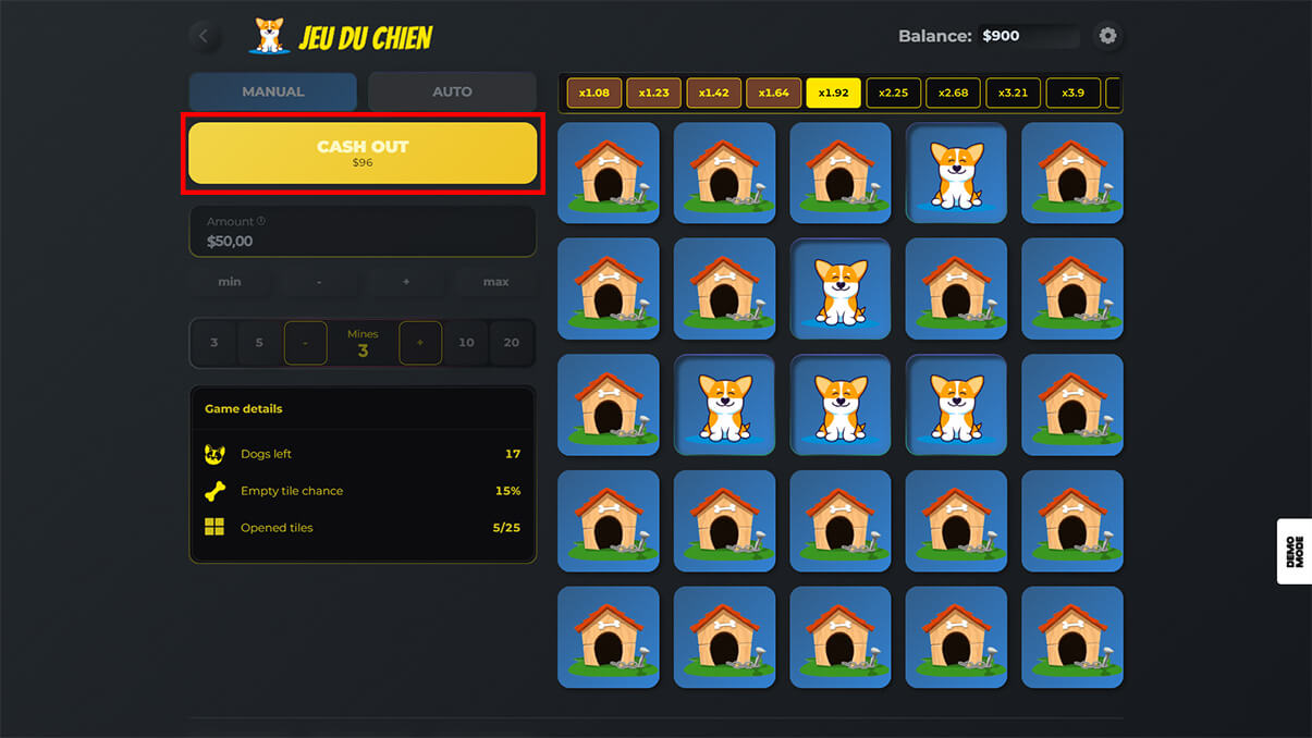 image de présentation cashout du mini-jeu le jeu du chien Casinozer