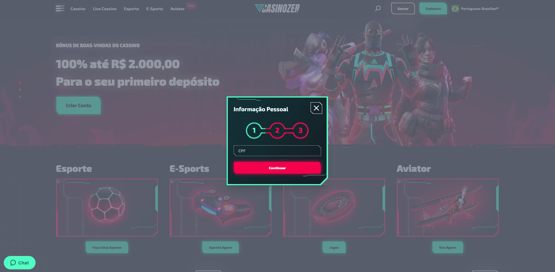 Como se inscrever no Casinozer CPF