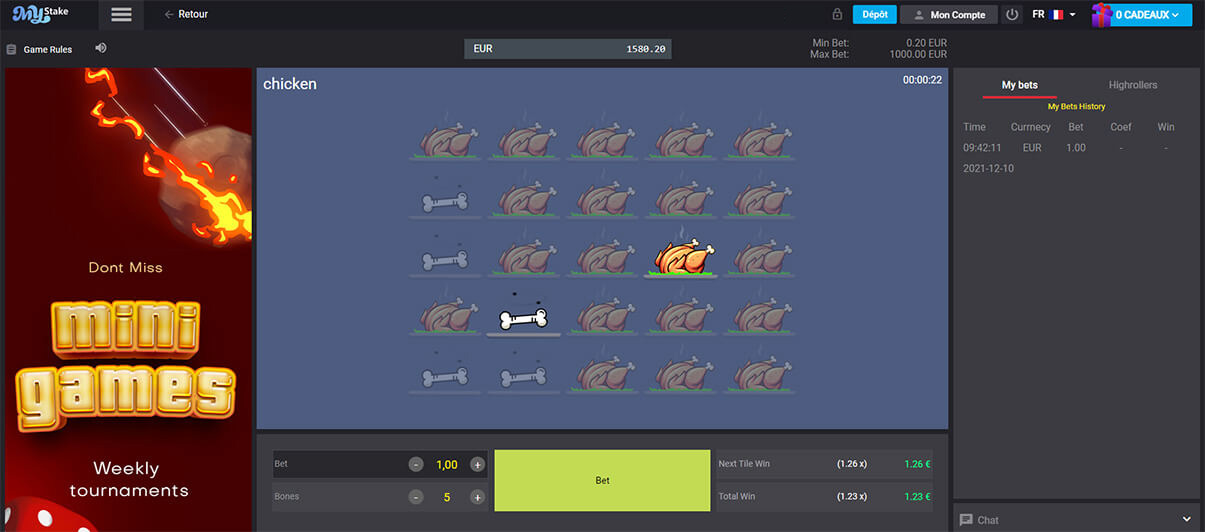 image de présentation du fonctionnement du mini-jeux Chicken MyStake