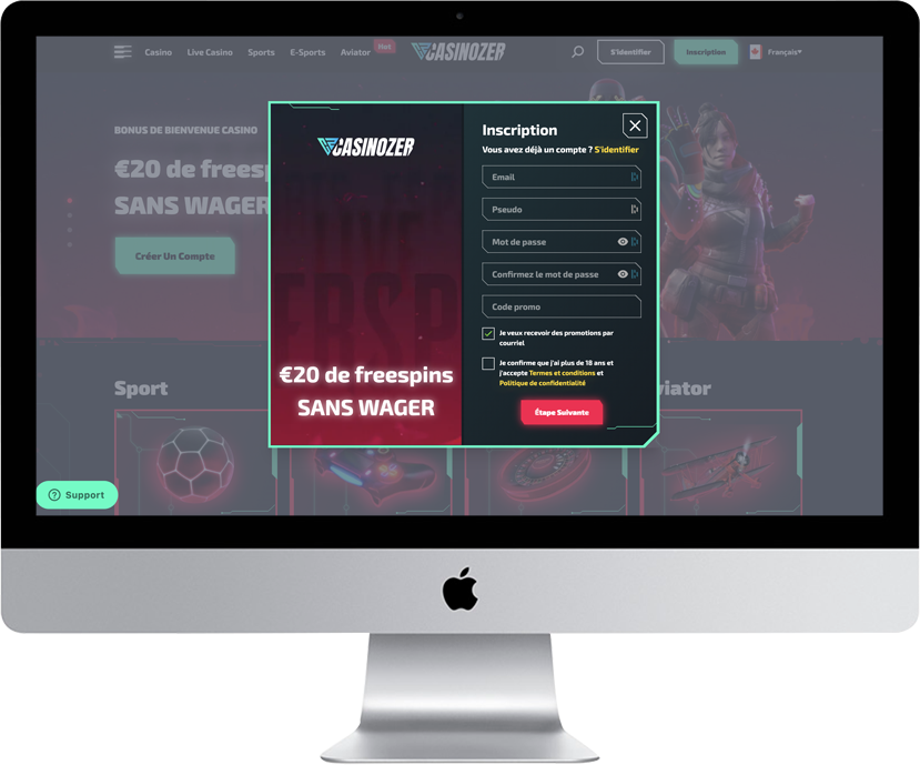 Inscription sur Casinozer