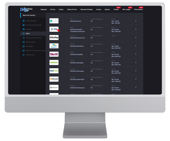 los diferentes métodos de pago de Mystake