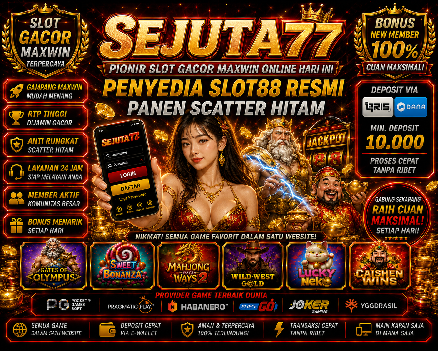 SEJUTA77 ~ Pionir Slot Gacor Maxwin Online Hari Ini Penyedia Slot88 Resmi Panen Scatter Hitam