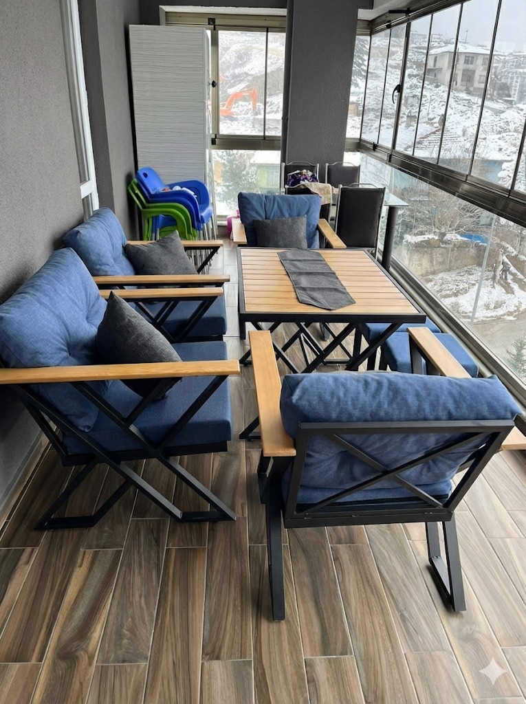 Metal Kasa Bahçe ve Balkon Oturma Grubu