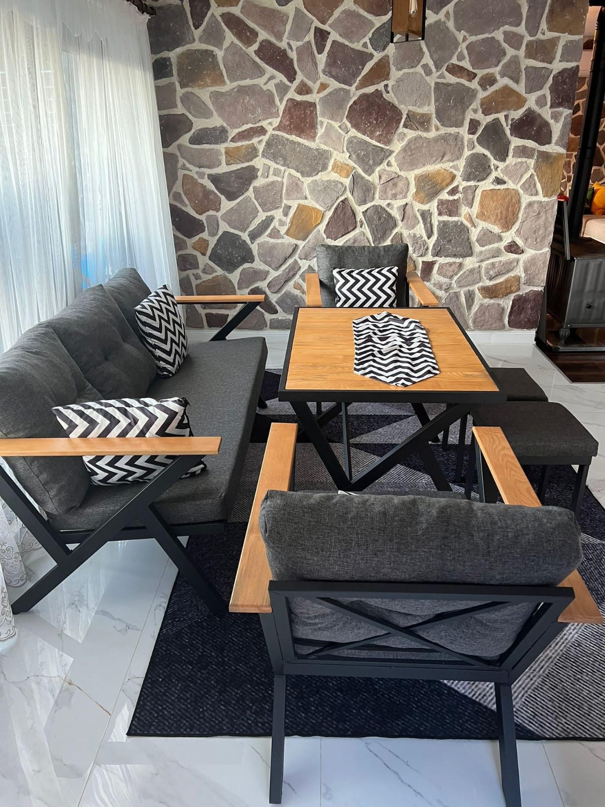 Metal Kasa Bahçe ve Balkon Oturma Grubu