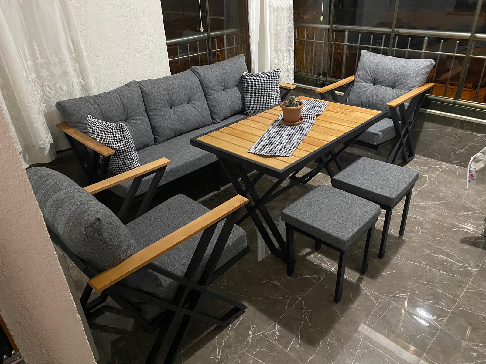 Metal Kasa Bahçe ve Balkon Oturma Grubu