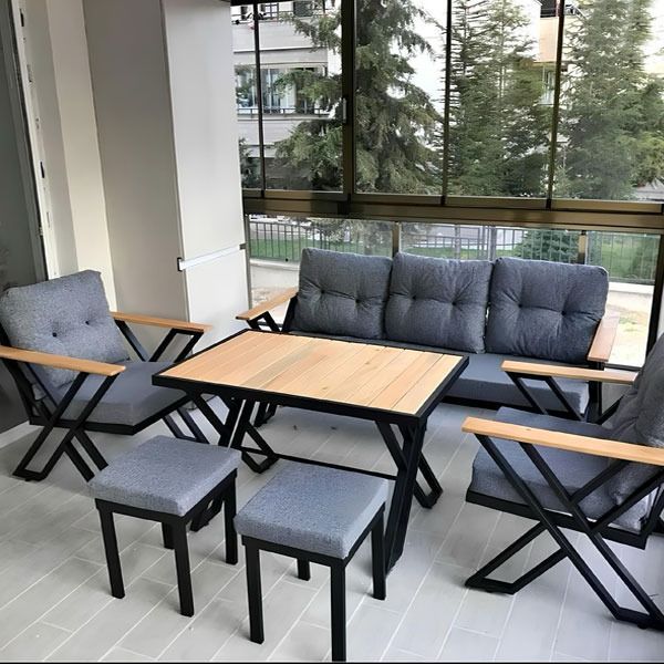 Metal Kasa Bahçe ve Balkon Oturma Grubu
