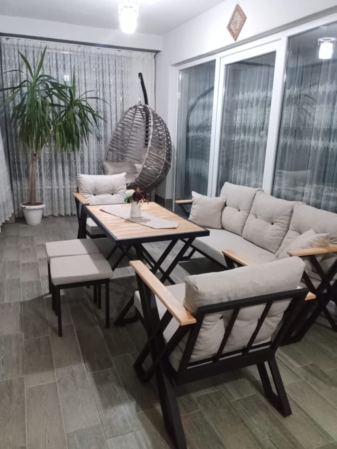 Metal Kasa Bahçe ve Balkon Oturma Grubu