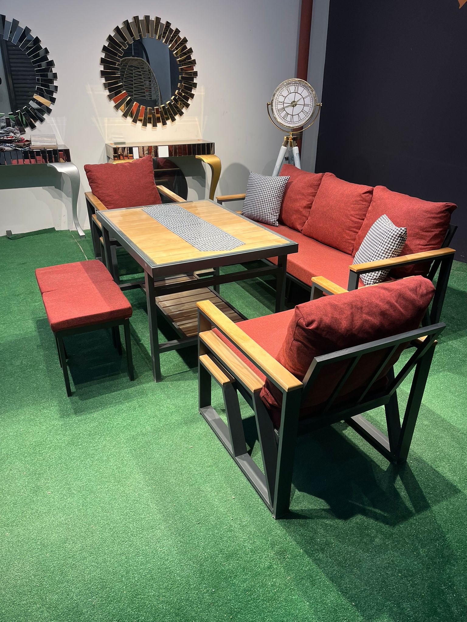 Metal Kasa Raflı Model Bahçe & Balkon Takımları