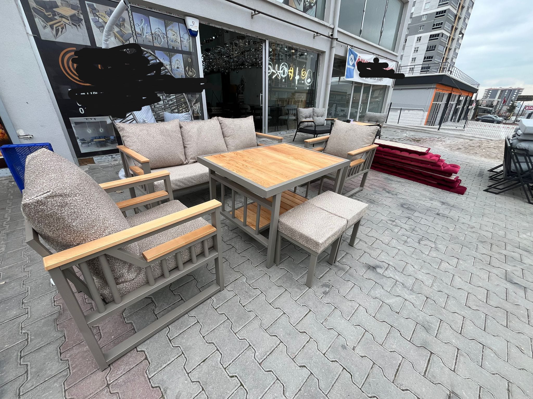 Metal Kasa Raflı Model Bahçe & Balkon Takımları