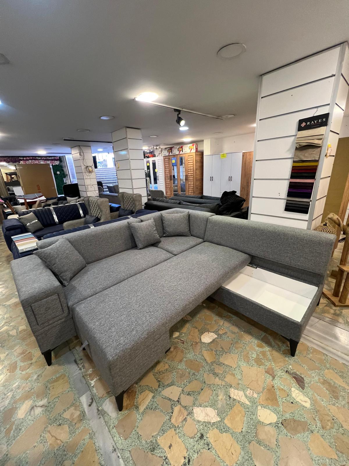 Yataklı ve Sandıklı Modern Köşe Koltuk Takımı