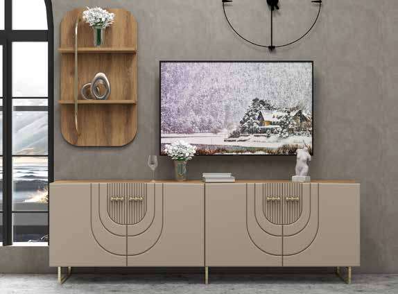 Kelebek Modern %100 MDF Yemek Odası Takımı - Ceviz / Vizyon Bej