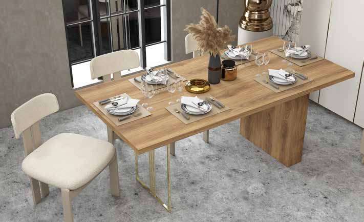 Kelebek Modern %100 MDF Yemek Odası Takımı - Ceviz / Vizyon Bej