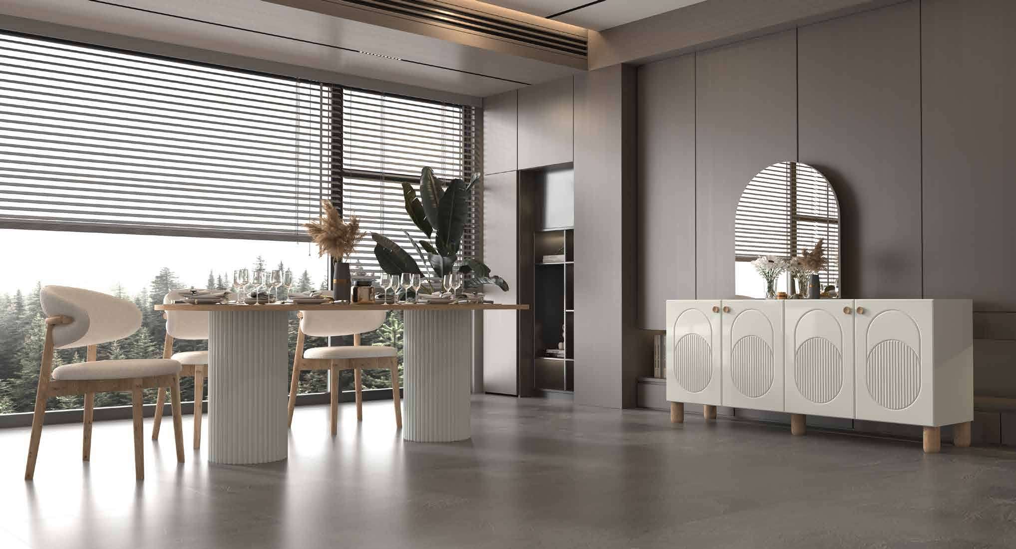 Defne Modern %100 MDF Yemek Odası Takımı - Ahşap & Beyaz