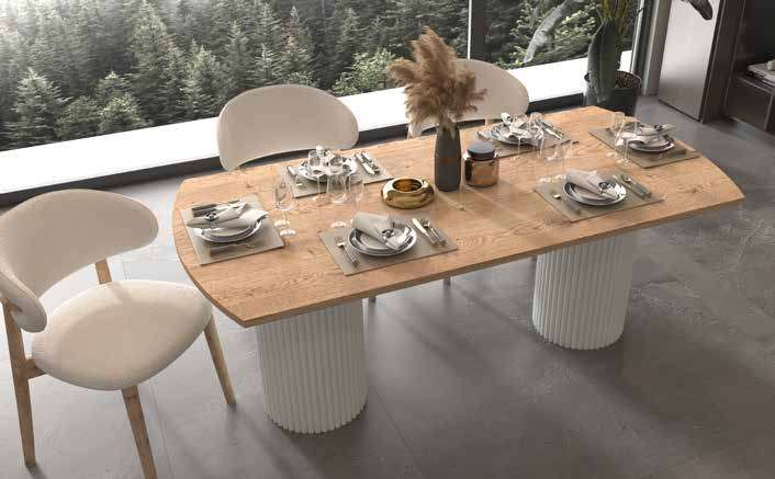 Defne Modern %100 MDF Yemek Odası Takımı - Ahşap & Beyaz