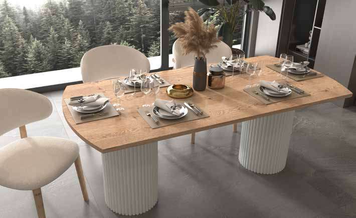 Güneş Modern %100 MDF Yemek Odası Takımı - Ahşap & Beyaz
