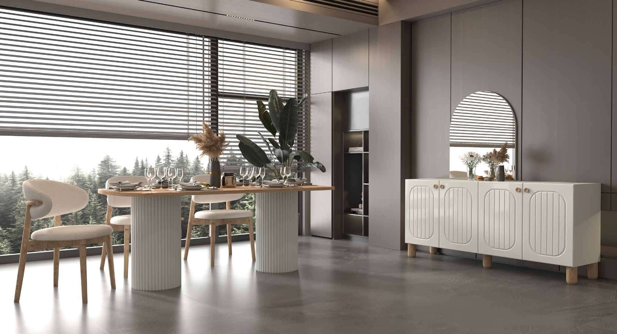 Rana Modern %100 MDF Yemek Odası Takımı - Ahşap & Beyaz