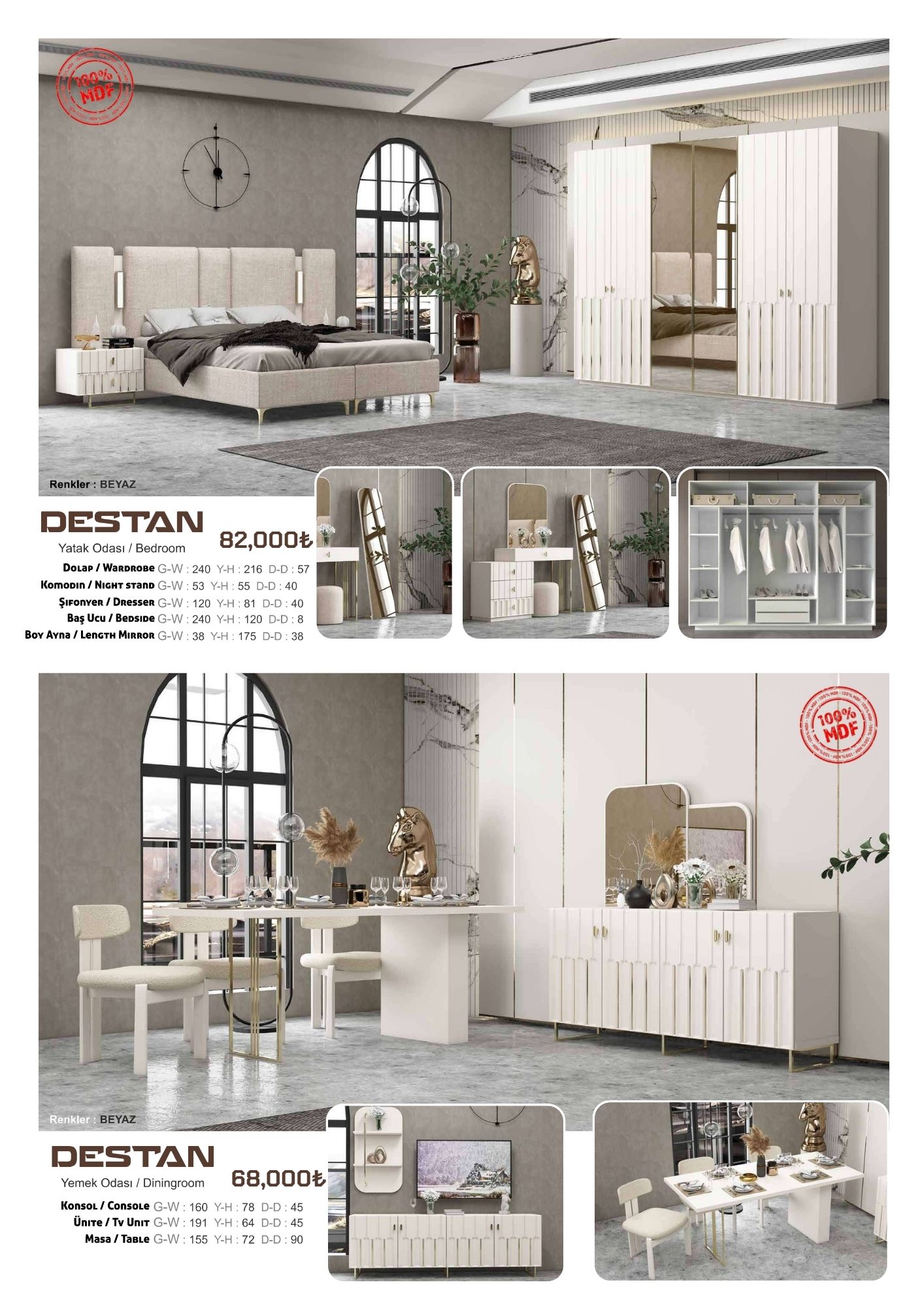 Modern ve Şık Yatak Odası & Yemek Odası Takımları