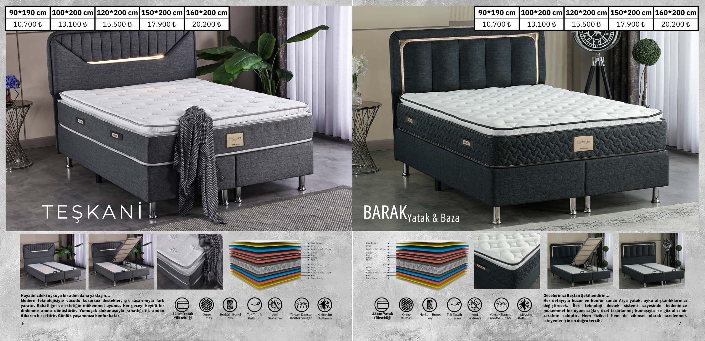 Modern ve Şık Baza & Yatak Takımları