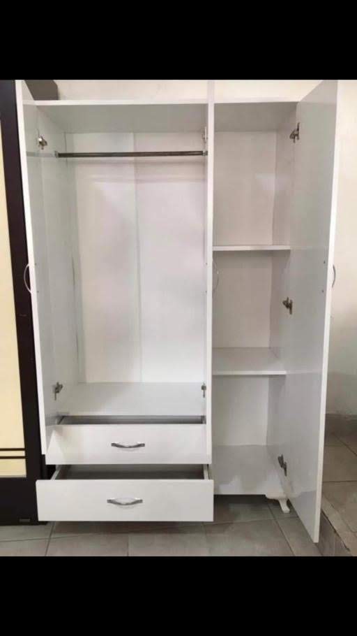 Modern Raflı ve Askılıklı Gardırop - Beyaz ve Meşe Seçenekleriyle