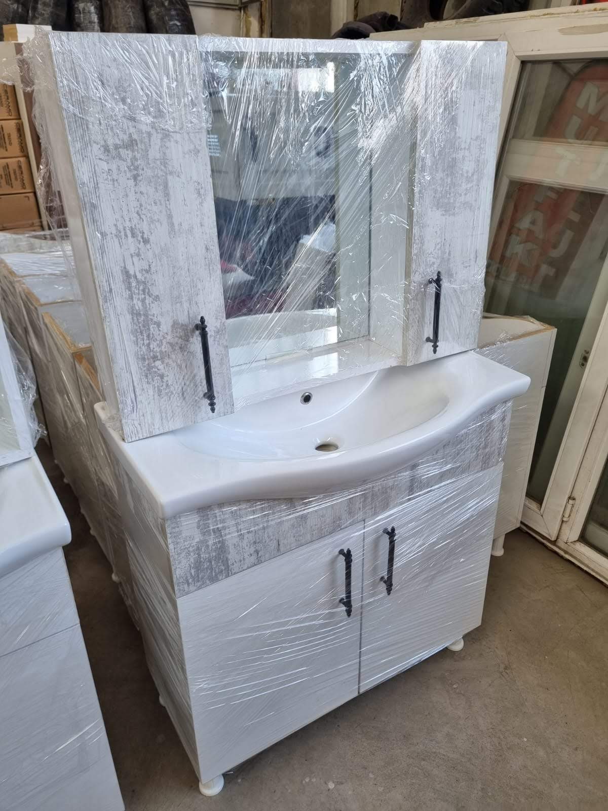 Modern Tasarım Eviyeli Banyo Dolabı - 60 cm ve 80 cm Seçenekleri