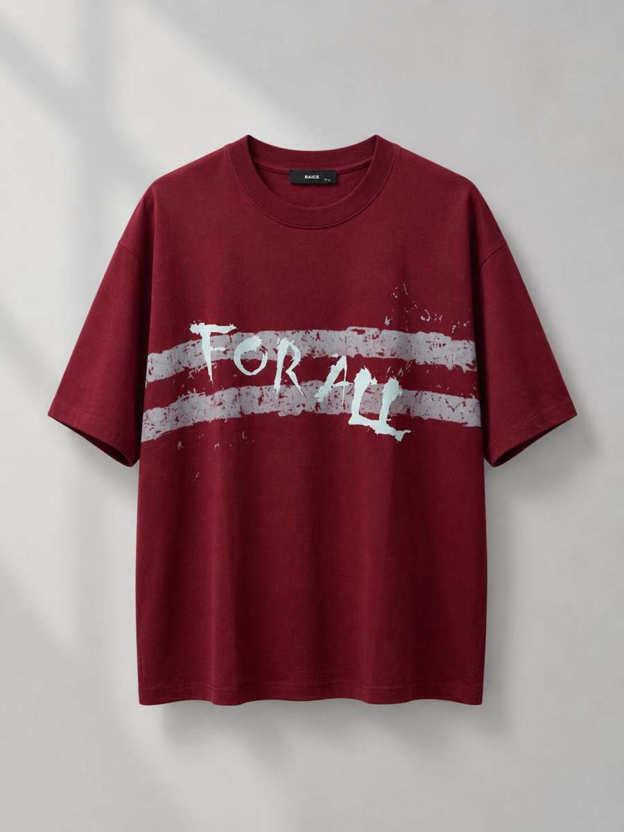 COTTON T-SHIRT — Burgundy