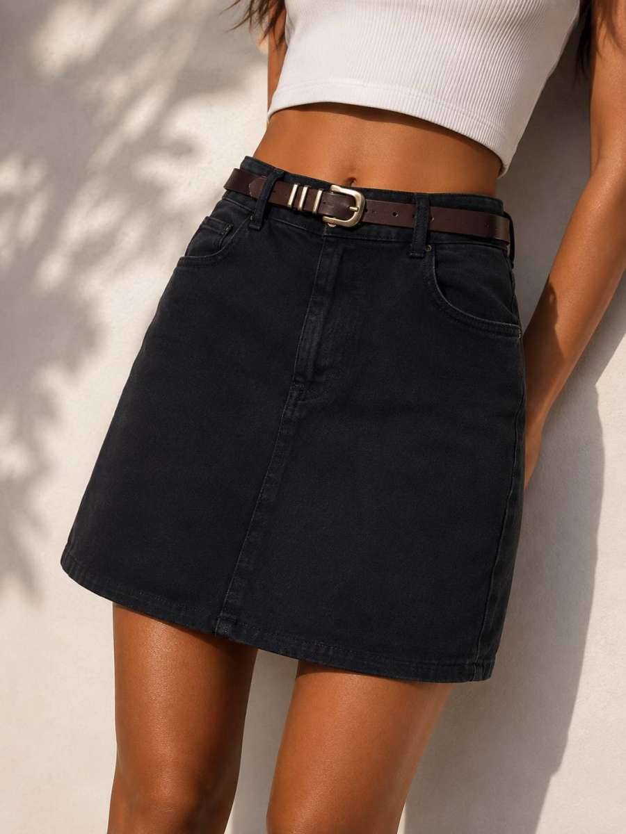 JEANS SKIRT — DARK GRAY 